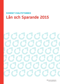 Lån och Sparande 2015 - Svenskt Kvalitetsindex