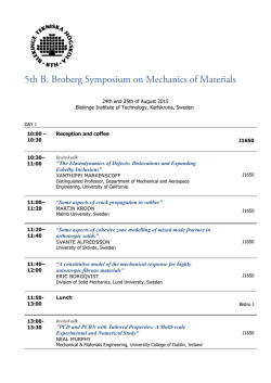 5th B. Broberg Symposium on Mechanics of Materials