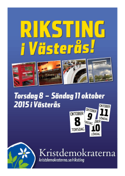 Torsdag 8 – Söndag 11 oktober 2015 i Västerås