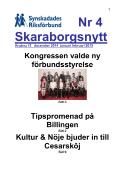 Skaraborgsnytt nr 4 2014 - Synskadades Riksförbund