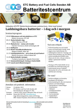 Batteritestcentrum - ETC - Battery and FuelCells Sweden AB
