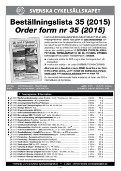 mail order list - Svenska cykelsällskapet