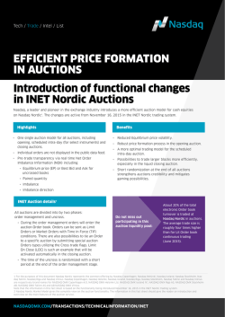 Introduction of functional changes in INET Nordic Auctions