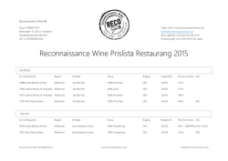 Reconnaissance Wine Prislista Restaurang 2015