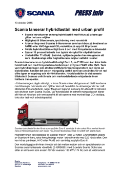 Scania lanserar hybridlastbil med urban profil