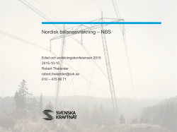 Nordic Balance Settlement (NBS) - status