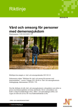 Vård och omsorg för personer med demenssjukdom