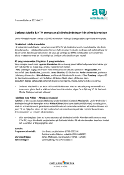Gotlands Media och NTM direktsänder från Alemdalsveckan