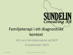 Johan Sundelin: Familjeterapi i ett diagnostiskt kontext