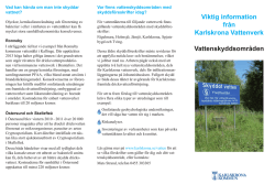 Viktig information från Karlskrona Vattenverk Vattenskyddsområden