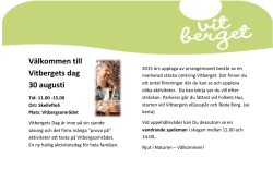 Välkommen till Vitbergets dag 30 augusti