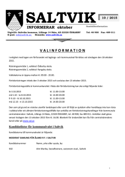 Saltvik informerar, oktober 2015