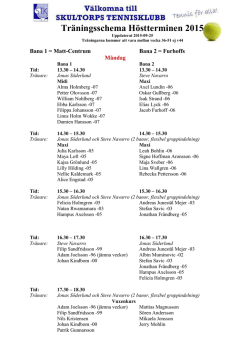 Träningsschema hösten 2015