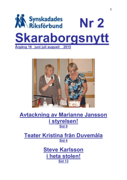 Skaraborgsnytt nr 2 2015 - Synskadades Riksförbund