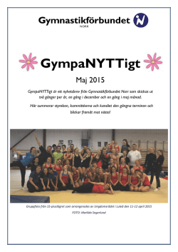GympaNYTTigt maj 2015 - Svenska Gymnastikförbundet