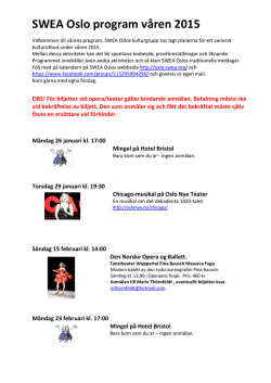 SWEA Oslo program våren 2015