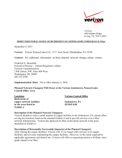 September 9, 2015 Carrier: Verizon Pennsylvania LLC, 1717 Arch