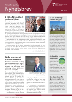 Kungälvs sjukhus nyhetsbrev, maj 2015 (pdf, nytt fönster)
