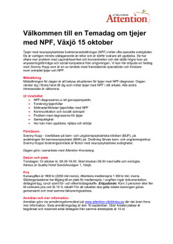 Välkommen till en Temadag om tjejer med NPF, Växjö 15 oktober