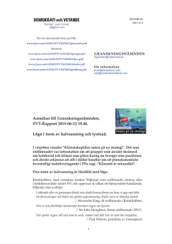 Anmälan till Granskningsnämnden, SVT-Rapport 2015-06-12
