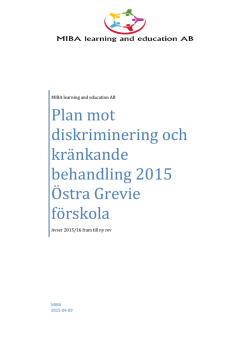 Plan mot diskriminering och kränkande behandling 2015 Östra
