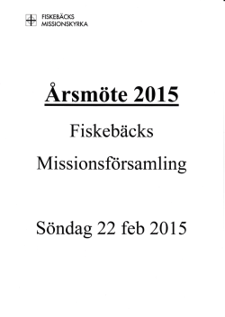 Årsmöte 20 15 - Fiskebäcks Missionskyrka
