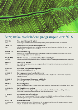 Bergianska trädgårdens programblad 2016