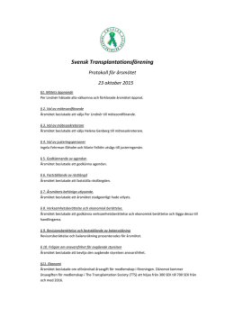 Årsmötesprotokoll 2015 - Svensk Transplantationsförening