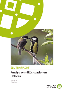 Milj&ouml;analys f&ouml;r Nacka kommun, 2015.