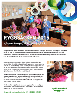 Infoblad för Ryggsäcken 2015