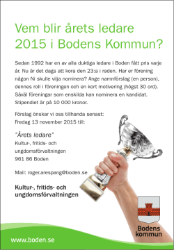 Vem blir årets ledare 2015 i Bodens Kommun?