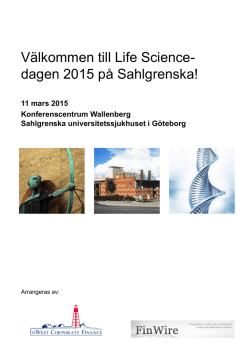 Välkommen till Life Science- dagen 2015 på Sahlgrenska!