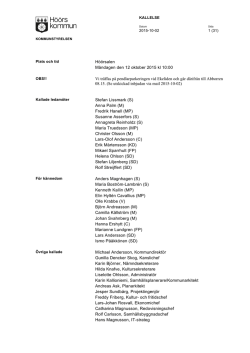 Höörsalen Måndagen den 12 oktober 2015 kl 10:00 Vi träffas på