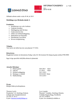 Informationsbrev Sticklinge förskola vecka 45-46 2015
