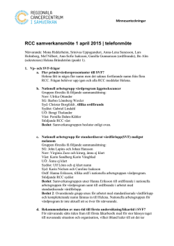 RCC samverkansmöte 1 april 2015 | telefonmöte