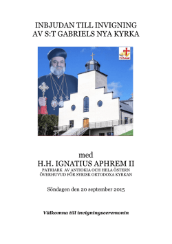 Program - Syrisk ortodoxa kyrkan S:t Gabriel Församling