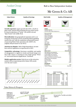 Mr Green & Co AB - AG Equity Research AB