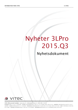 Nyheter 3LPro 2015.Q3 - Support