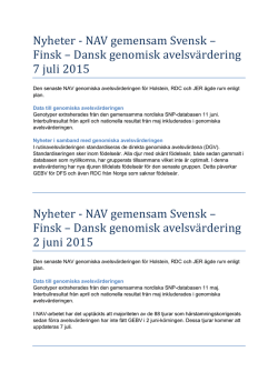 Nyheter - NAV gemensam Svensk – Finsk – Dansk genomisk