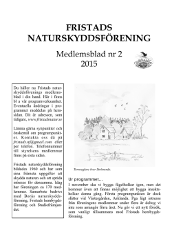 Medlemsblad nr 2, 2015 - Fristads Naturskyddsförening