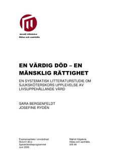 EN VÄRDIG DÖD – EN MÄNSKLIG RÄTTIGHET