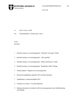 2015-11-09, Kl 19:00 Kommunalhuset i Tumba, plan 2 rum 2
