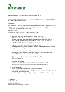 Årsmöte Riksföreningen FTF Arbetsmiljö 2014_23 april 2015