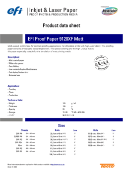 EFI Proof Paper 9120XF Matt Product data sheet