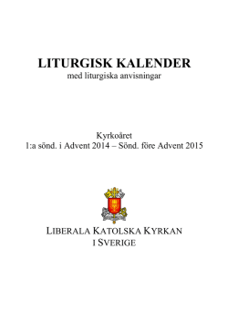 Liturgisk Kalender2015 - Liberala katolska kyrkan