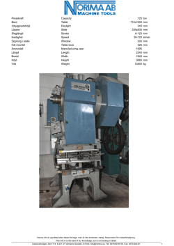 Presskraft Capacity 125 ton Bord Table 710x1000 mm