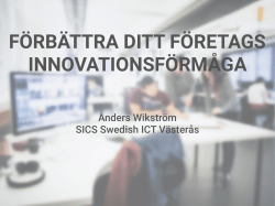 Anders Wikström SICS Swedish ICT Västerås