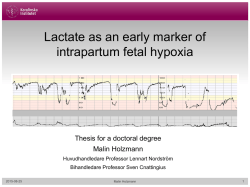 Lactate as an early marker of intrapartum fetal hypoxia