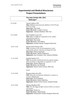 Experimental and Medical Biosciences Project Presentations