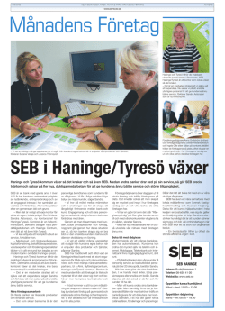 SEB i Haninge/Tyresö växer